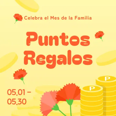 Un anuncio pop-art amarillo y rosa para el sorteo del Mes de la Familia