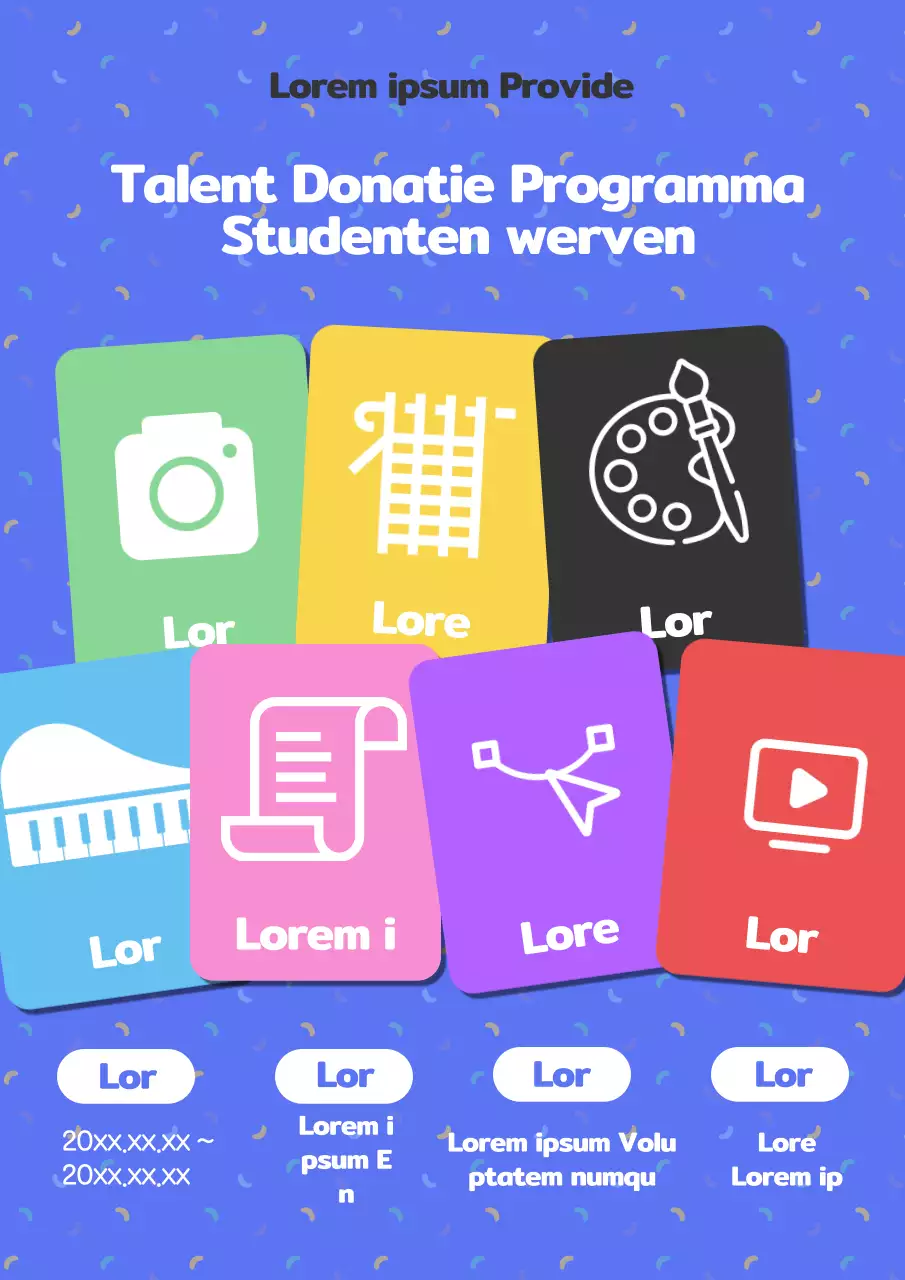 Een eenvoudige blauw-witte flyer voor het werven van vrijwilligers voor de cursus