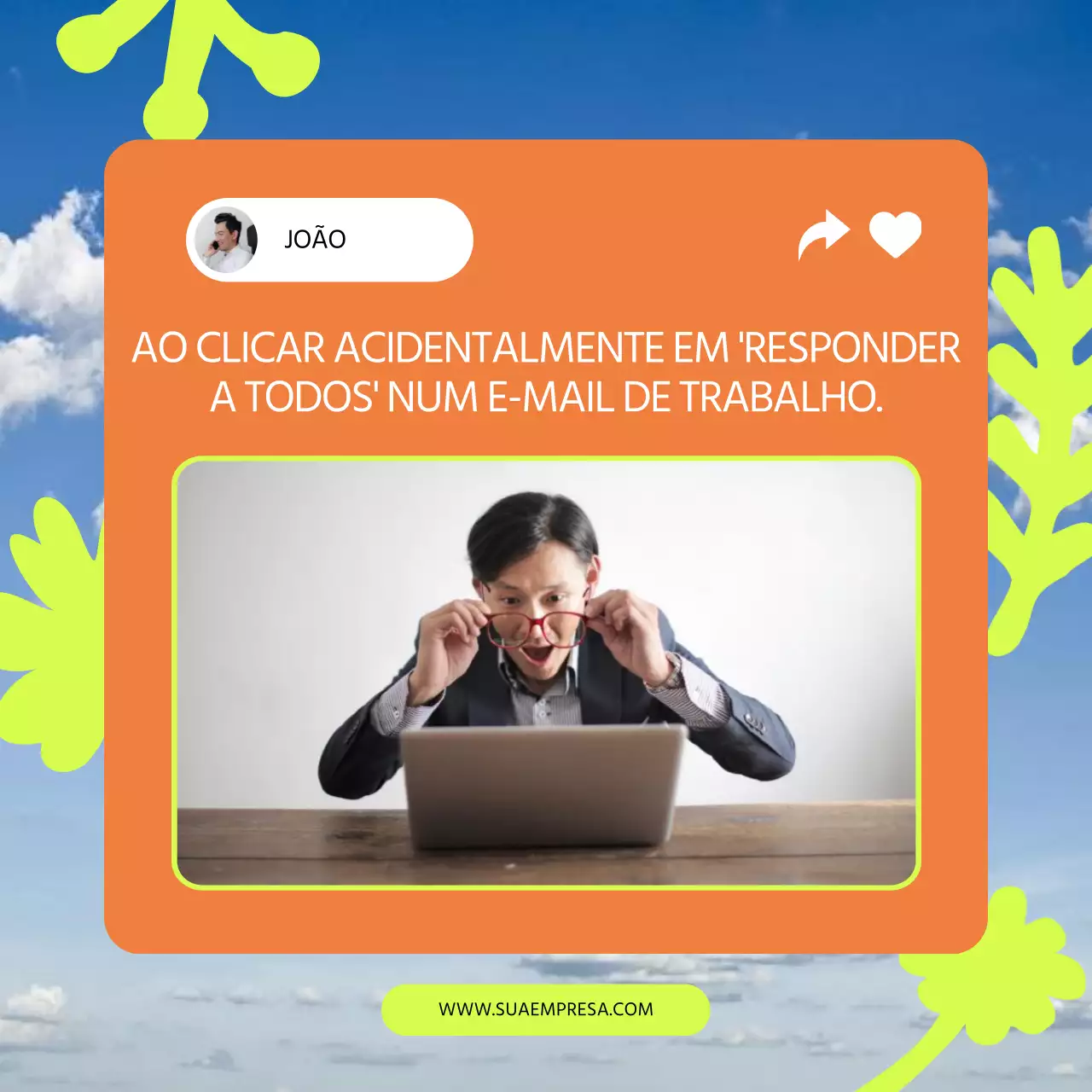 Meme Pop-Up Minimal Laranja e Amarelo