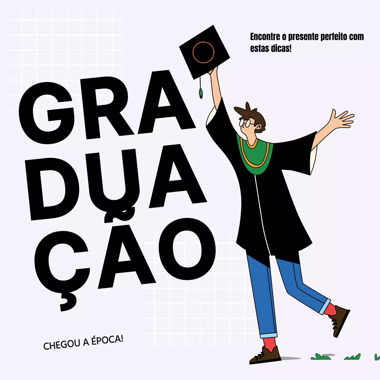 Lilás Preto Moderno Encontre o presente de formatura perfeito Dicas de promoção