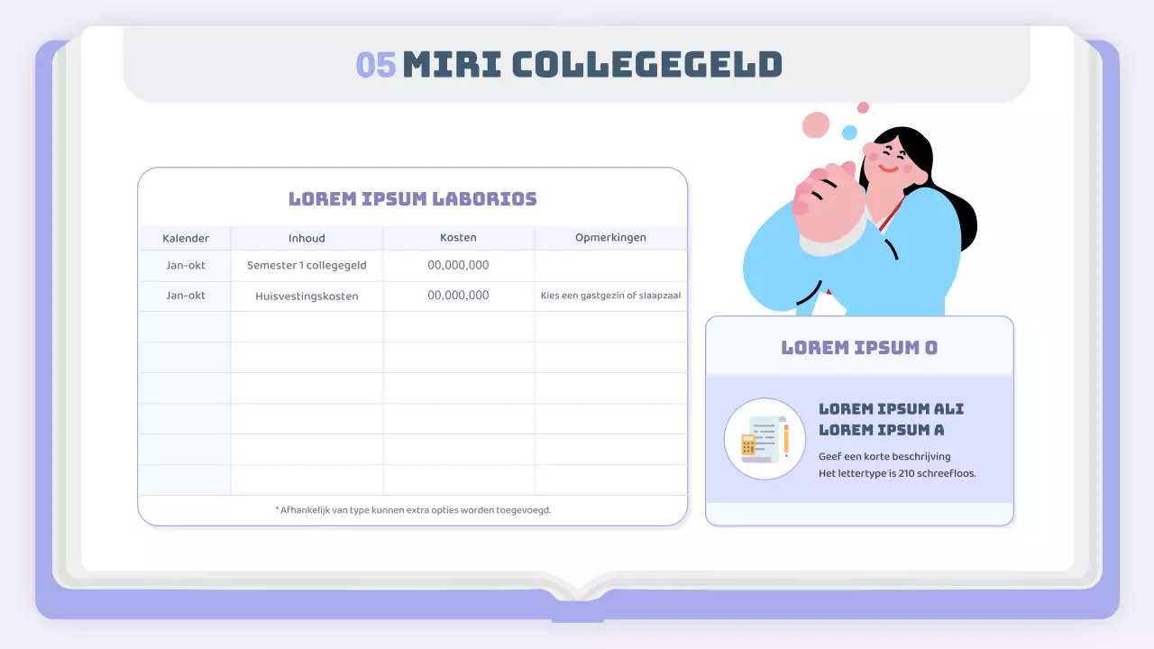 Een eenvoudige prospectus voor studie in het buitenland in mauve en wit