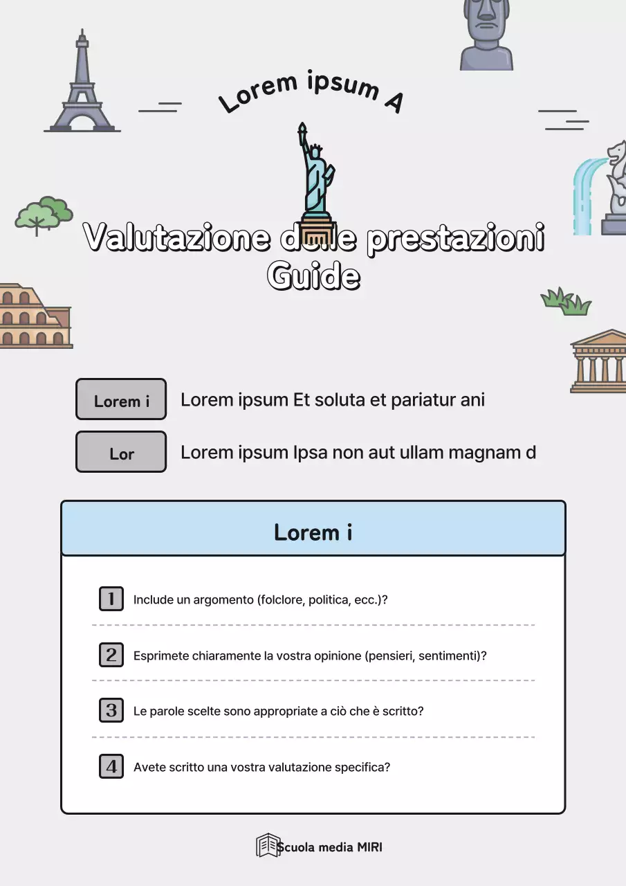 Storia semplice in grigio e azzurro Guida alla valutazione della performance di storia mondiale Risorse didattiche