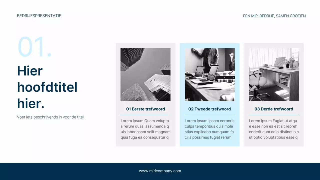 Een eenvoudig zakelijk briefhoofd in marineblauw en lichtblauw voor je bedrijf