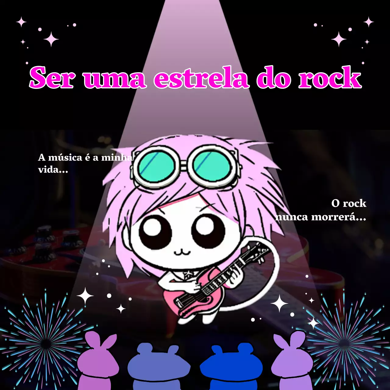 Tuíte meme Gag rockstar em branco e cor-de-rosa