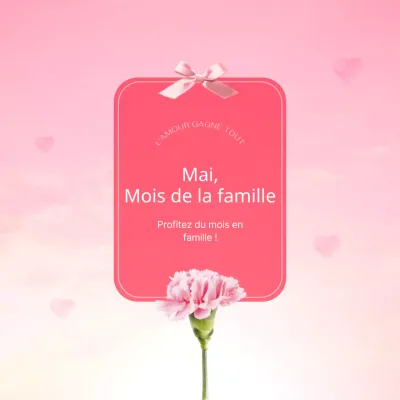 Message simple de sentiments roses et blancs pour le Mois de la maison