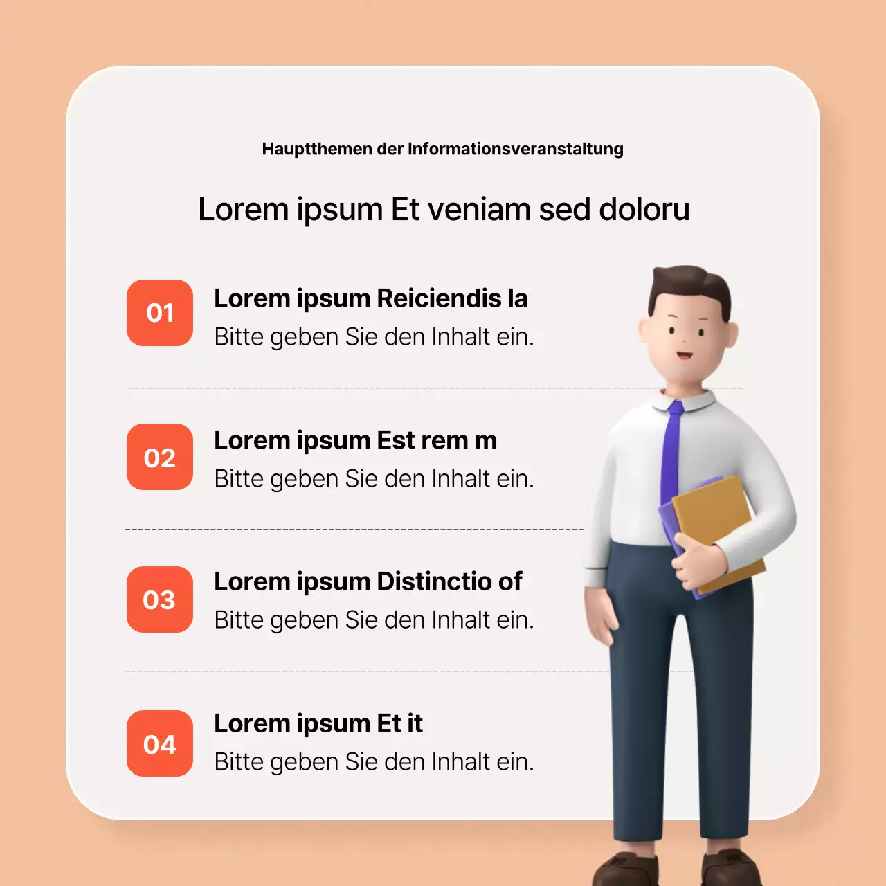 Einfache Werbung für ein Auslandsstudium mit orangefarbenem Hintergrund