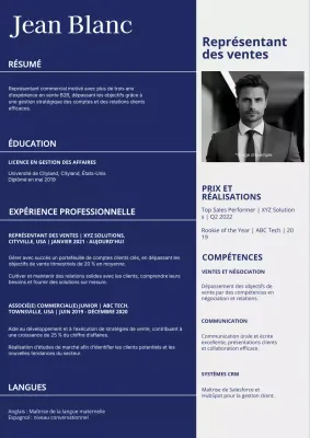 Portefeuille bleu et blanc pour les représentants des ventes