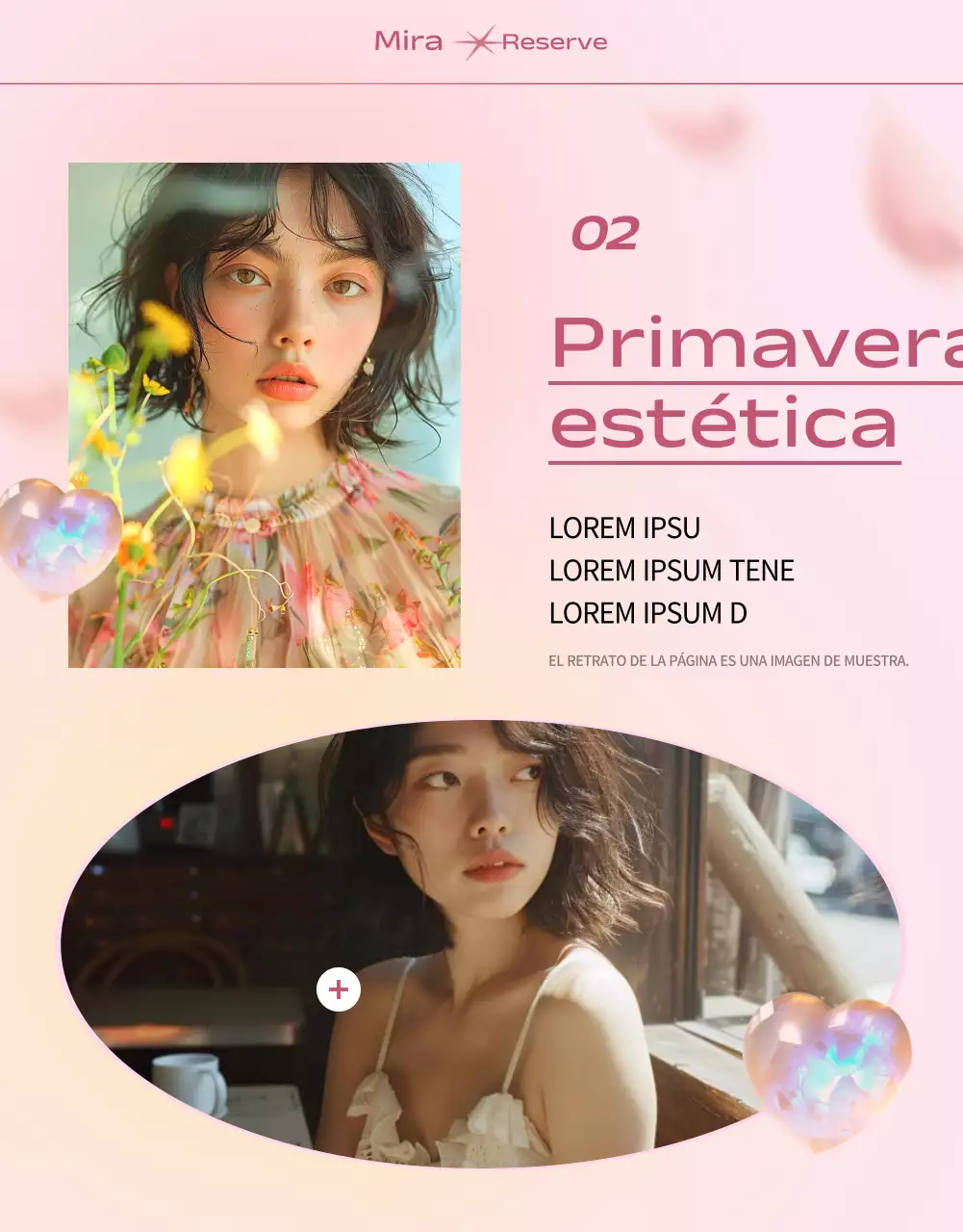 Moderno anuncio promocional de primavera en rosa y amarillo