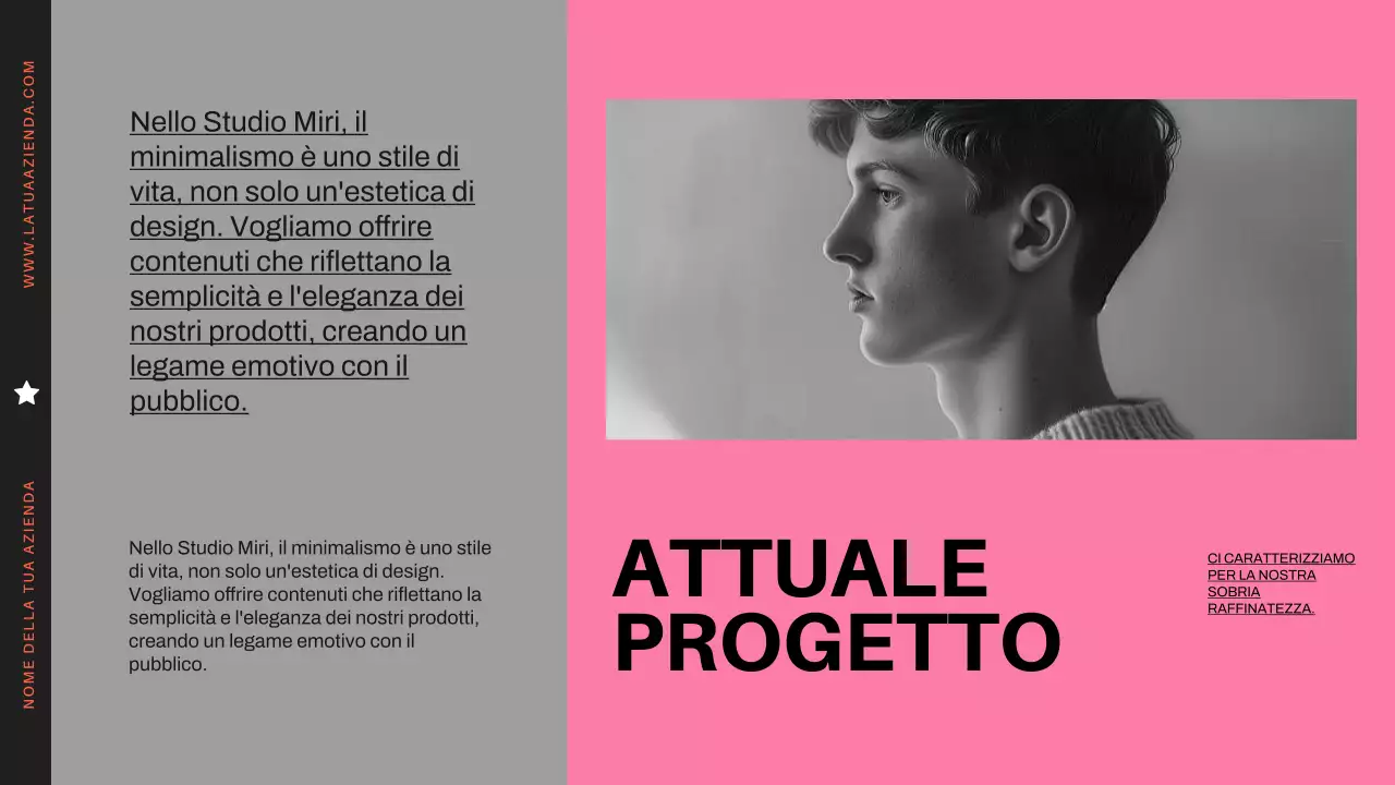 Profilo aziendale moderno minimale arancione e nero