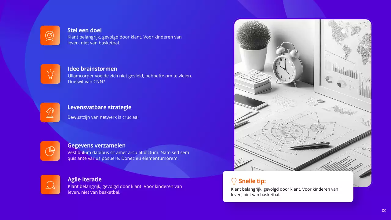 Indigo en oranje moderne marketingrapportpagina's met verschillende indelingen