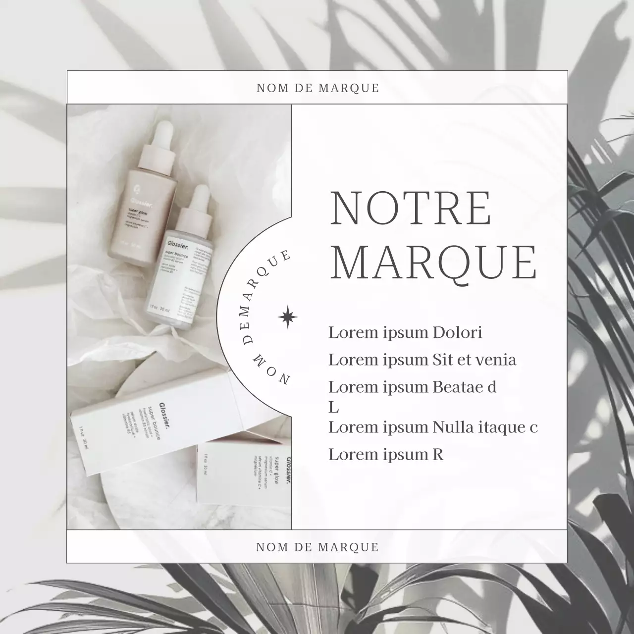 Promotion de la marque de produits de beauté blancs et simples sur les médias sociaux