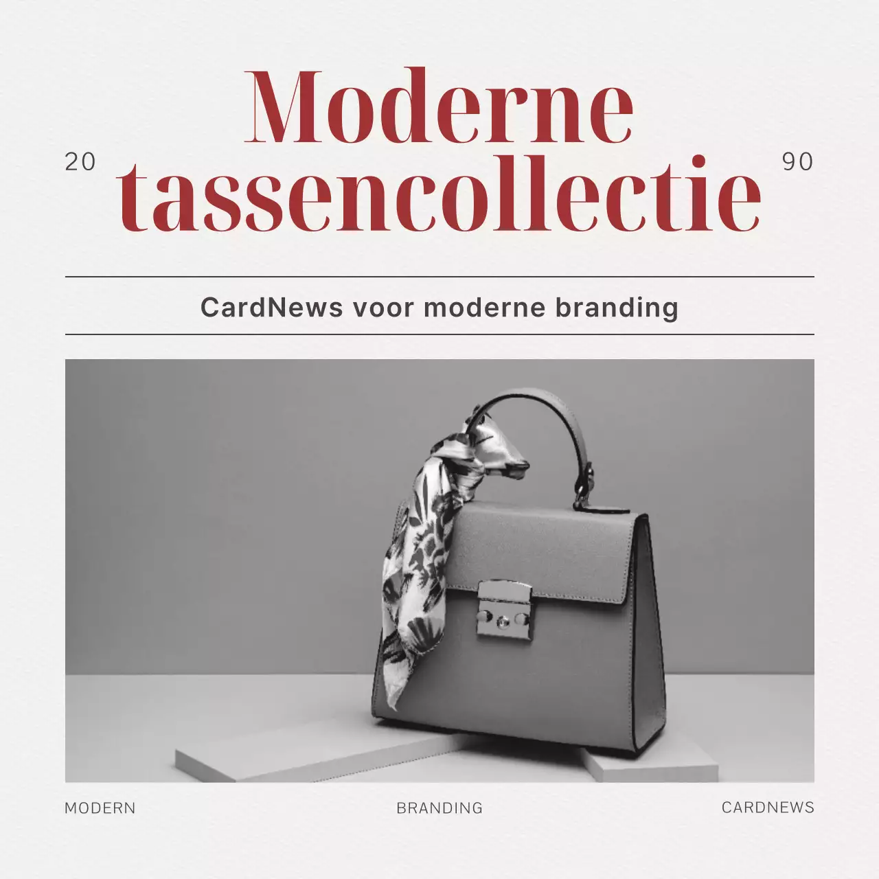 Een briefing voor een moderne tas in rood, zwart en wit