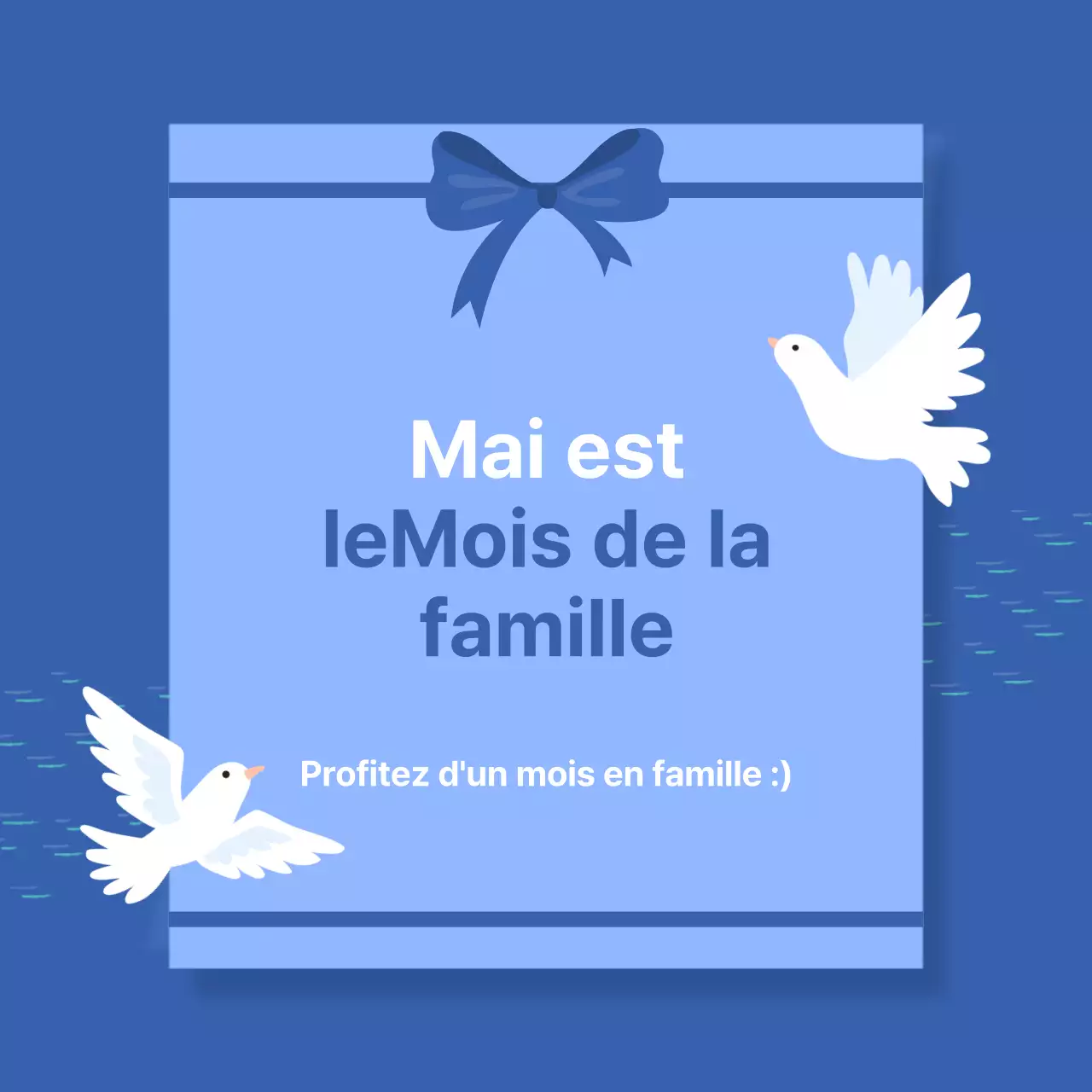 Cartes de remerciement du Mois de la famille moderne en blanc et bleu