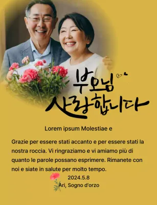 Design per la festa della mamma con garofani e testo calligrafico sentimentale