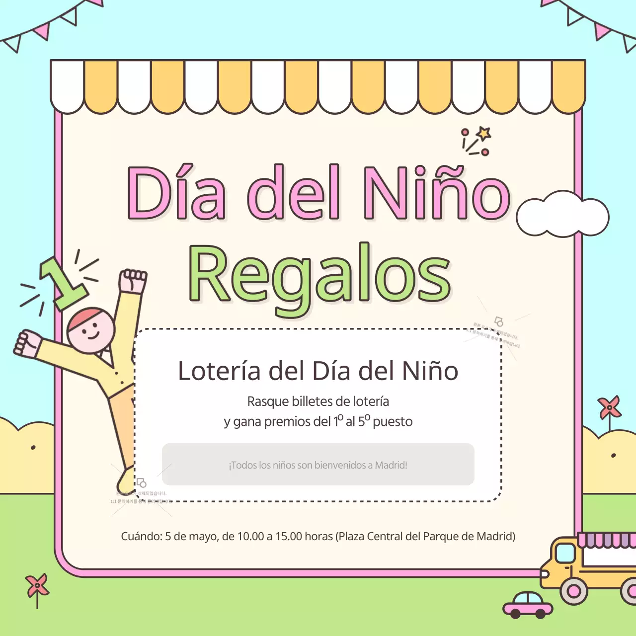 Promueva un acto kitsch del Día del Niño en rosa y chartreuse