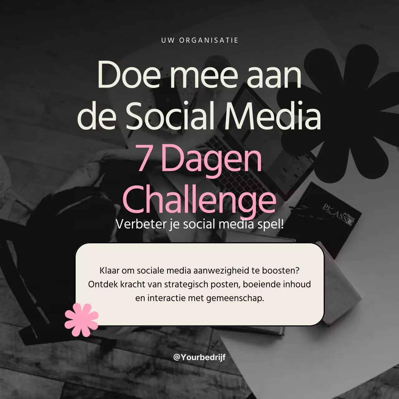 Zwart en Roze Moderne Social Media 7 Dagen Challenge Campagne