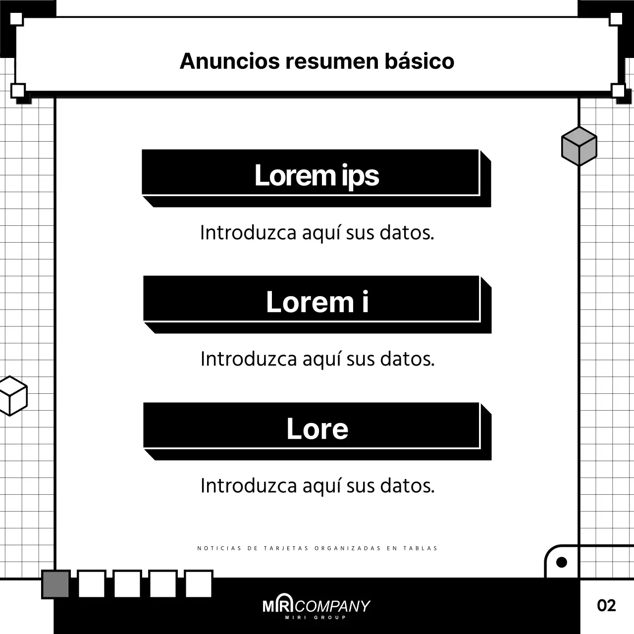 Una sencilla guía de mesa en blanco y negro