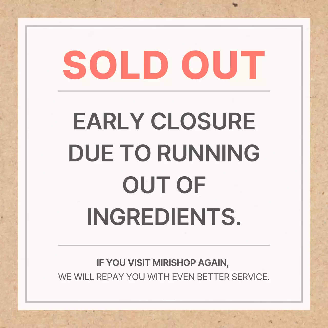 Coral Simple Closure Announcement Social Media Post