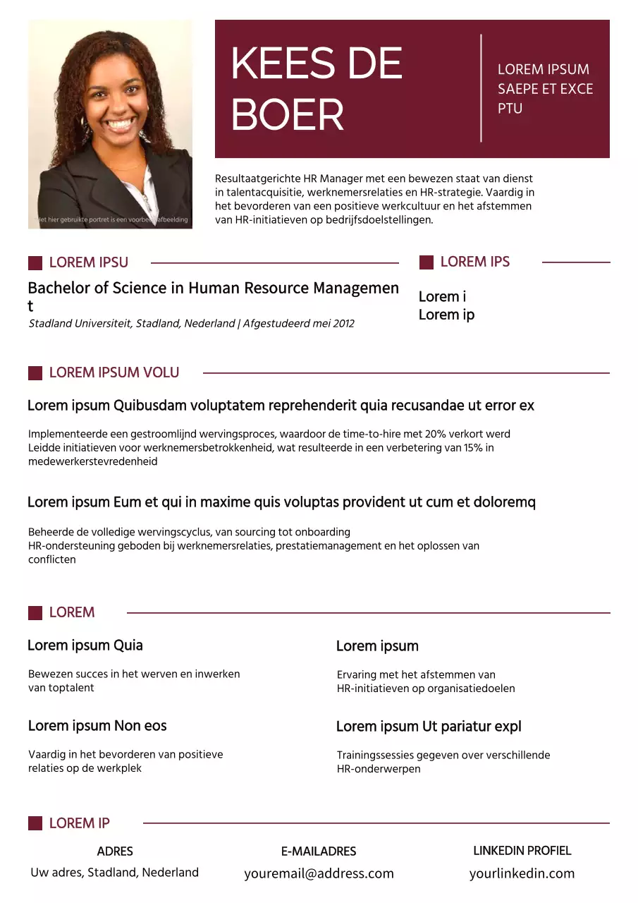 Rood en Wit Eenvoudige Human Resource Manager Portfolio