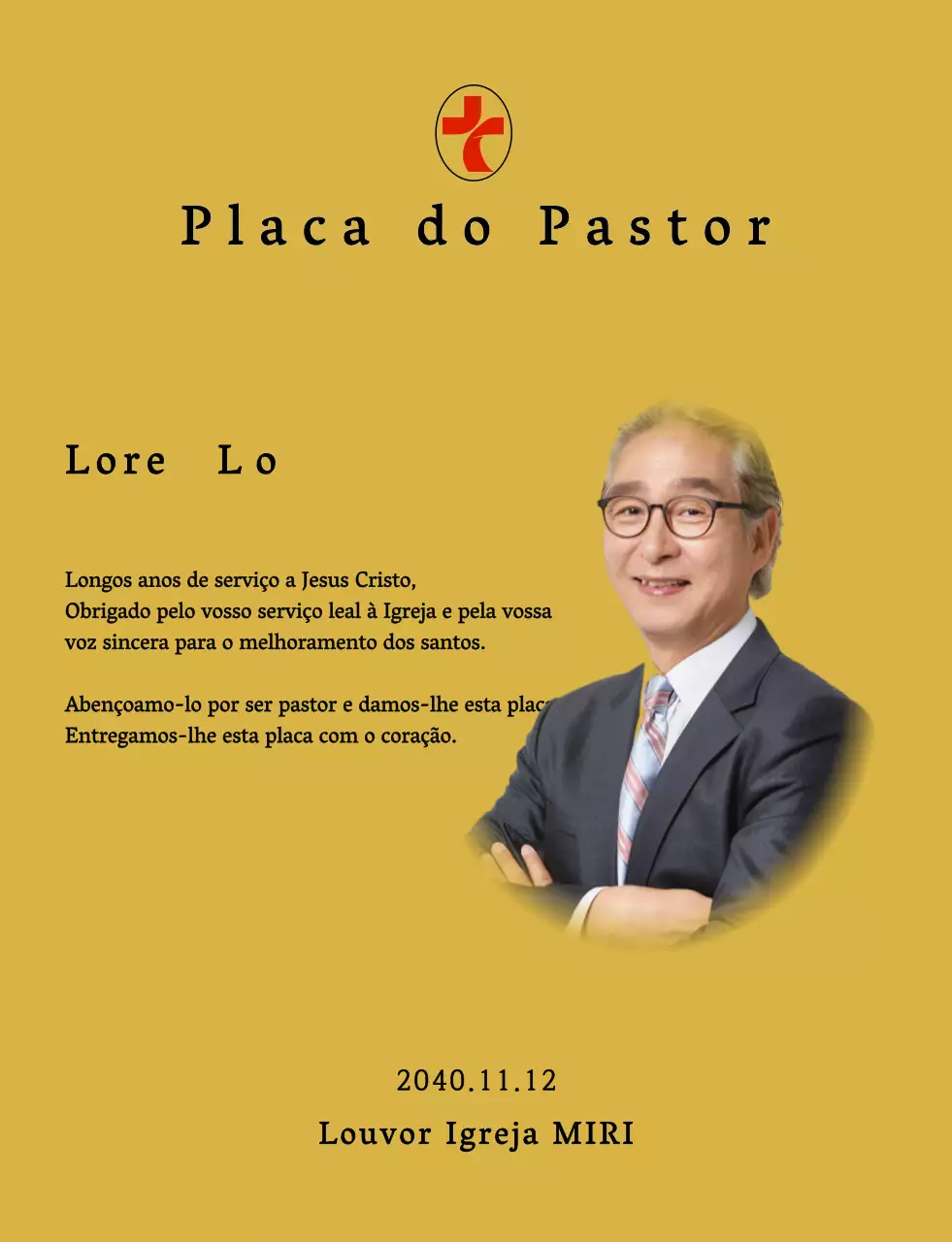 Placa de inauguração de igreja suave com fundo de aguarela gradiente e fotografia