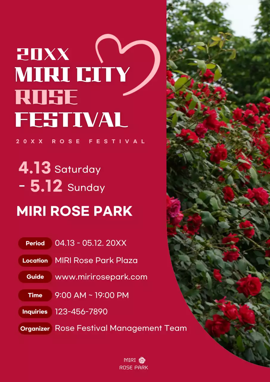 Modern Rose Festival flyer in red