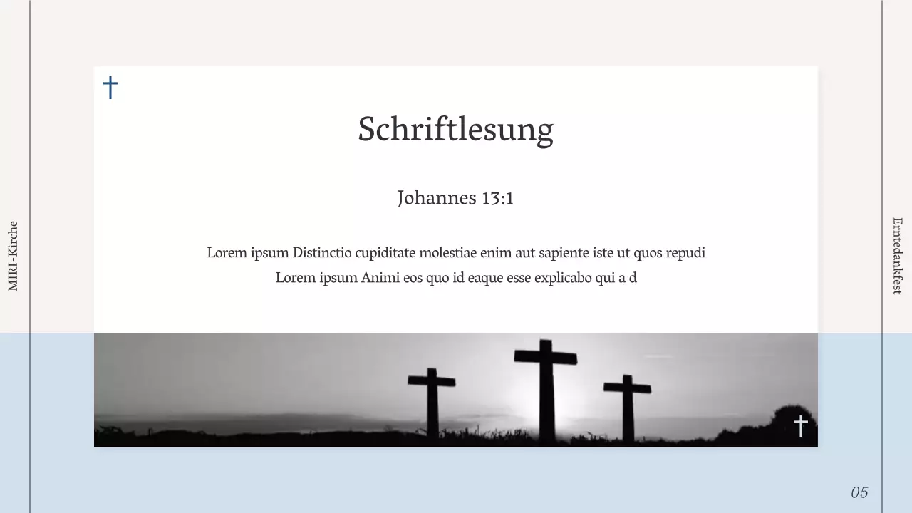 Einfacher Gottesdienstführer in Hellblau und Marineblau