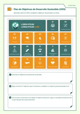 Plan de lección sencillo sobre los Objetivos de Desarrollo Sostenible en verde y naranja