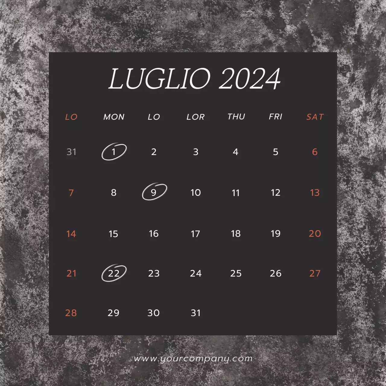 Promozione del blog Calendario tendenze grigio e nero