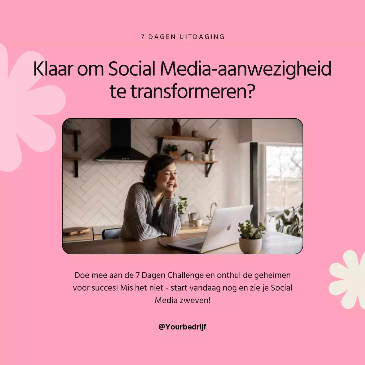 Zwart en Roze Moderne Social Media 7 Dagen Challenge Campagne