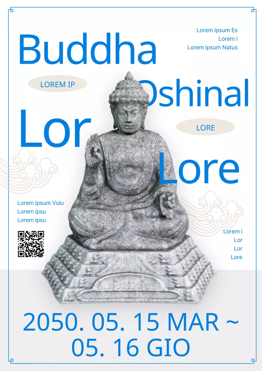 Un semplice volantino blu e bianco per un popolare piatto di sashimi di tonno