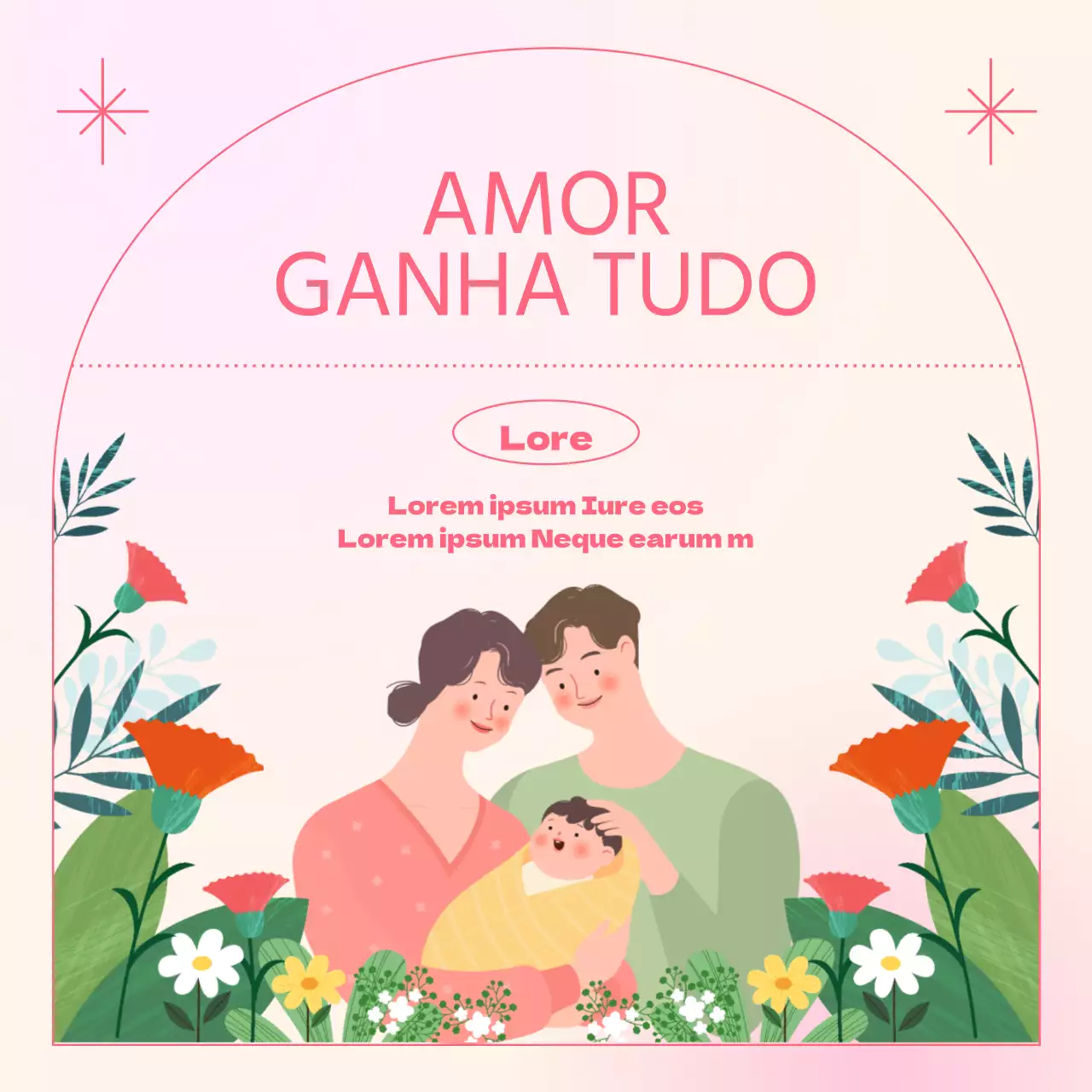 Publicações do mês da família cor-de-rosa e verde