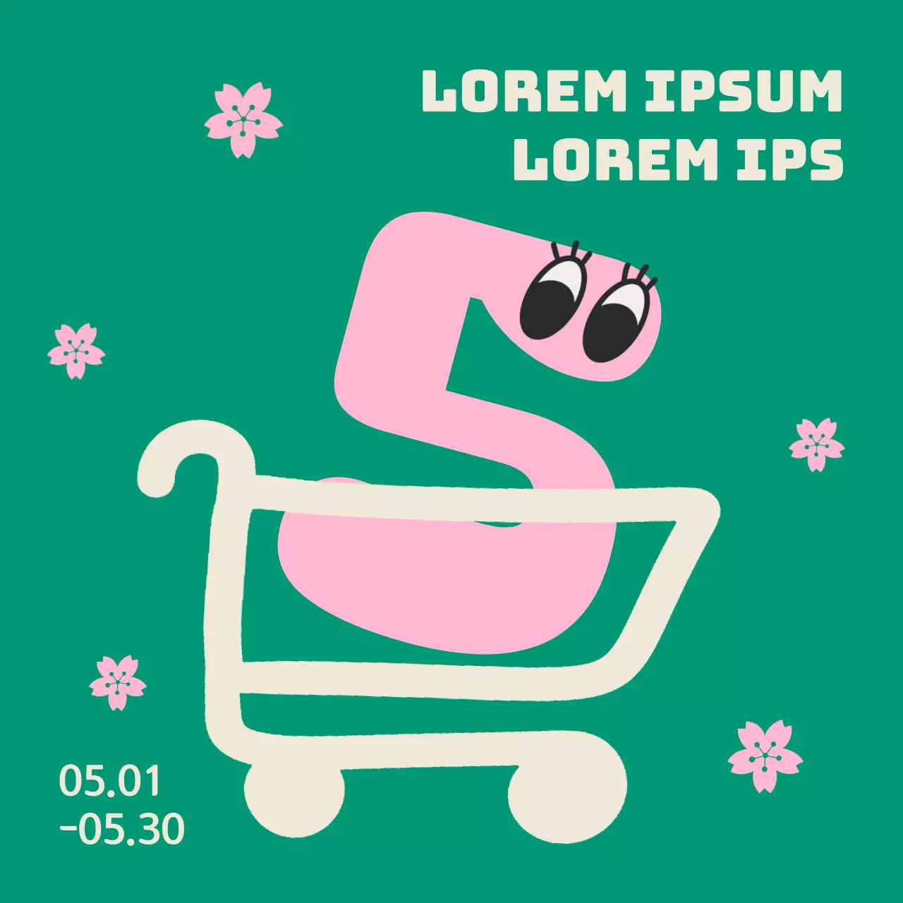 Een schattige groene en roze Meimaand Gezinsmaand advertentie