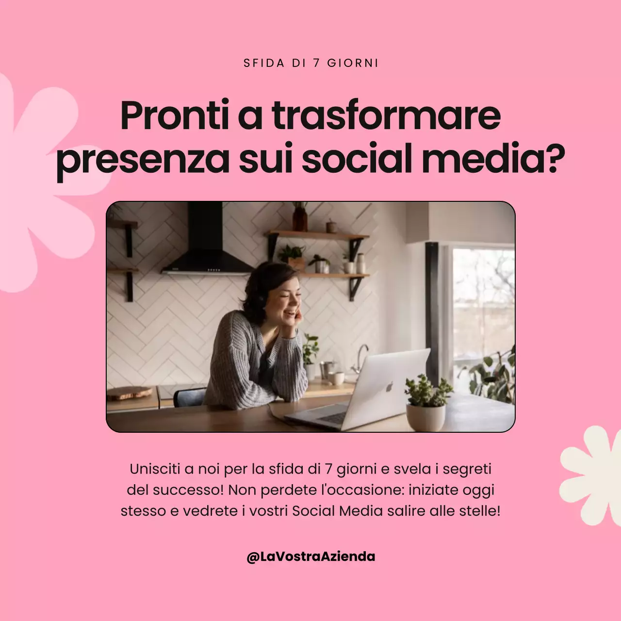Campagna di sfida dei 7 giorni sui social media moderni in rosa e nero