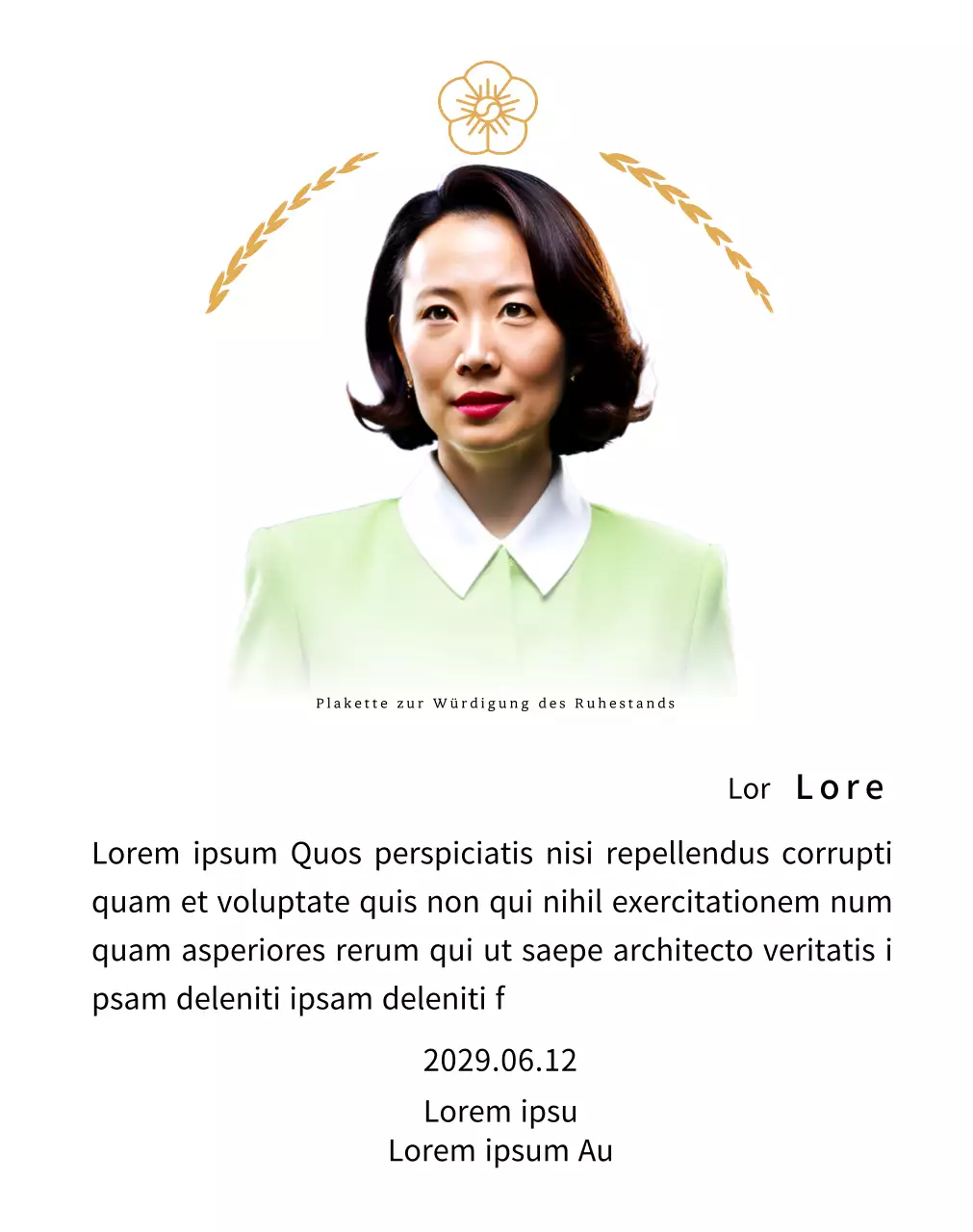 Eine stilvolle Ehrentafel für den Ruhestand mit goldenen Lorbeerkränzen und einem Hakenkreuz.