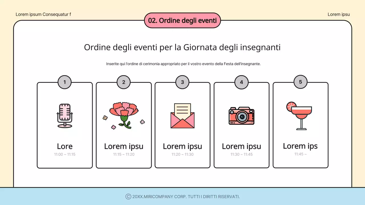 Programma per la Giornata degli Insegnanti di Ivory e Rainbow