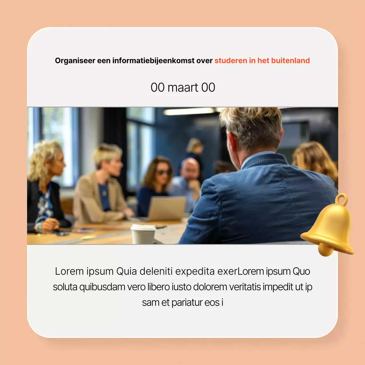 Eenvoudige promotie voor studie in het buitenland met een oranje achtergrond