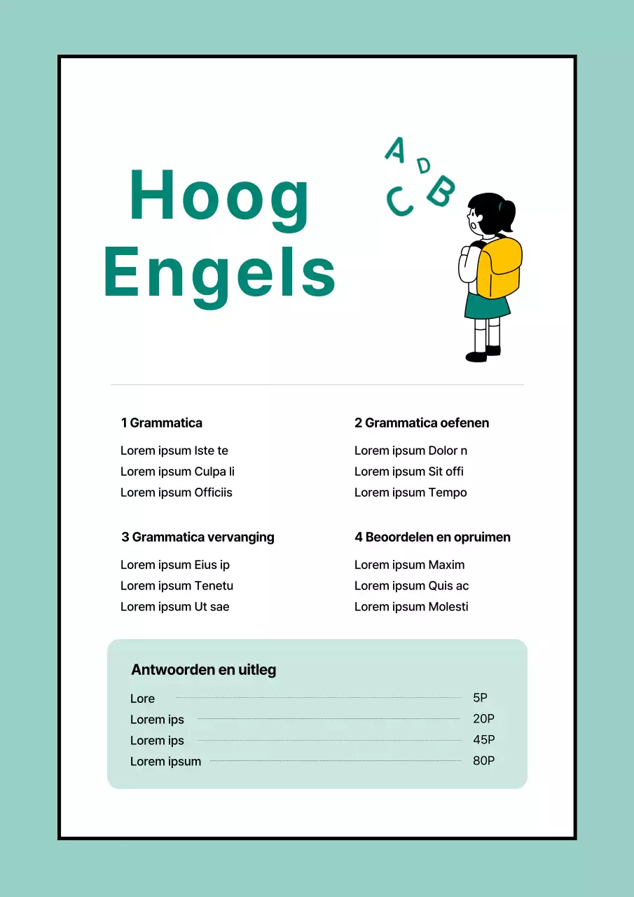 Hogere Engelse omslag met een eenvoudige groene omslag voor één deel