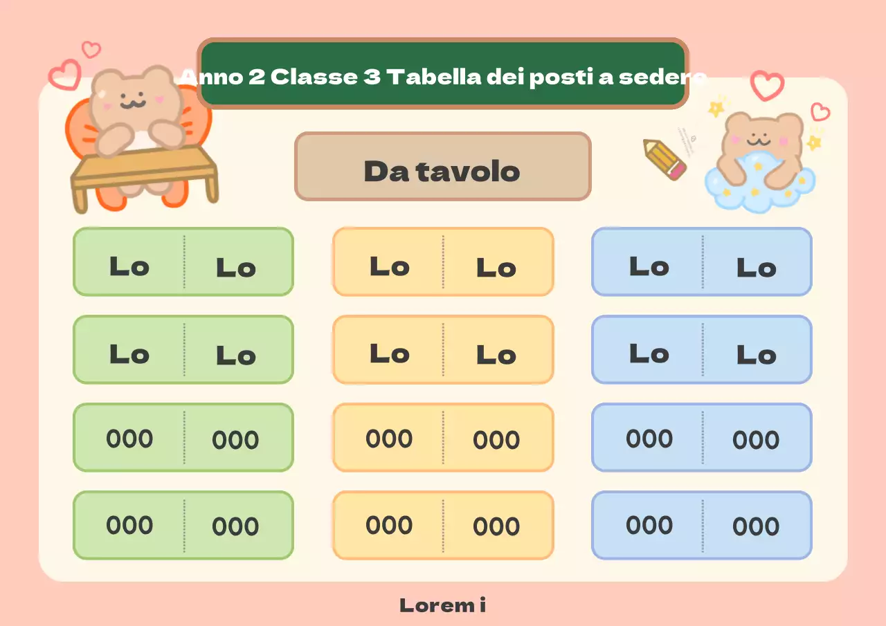 Pubblicare una simpatica tabella dei posti in classe rosa e gialla