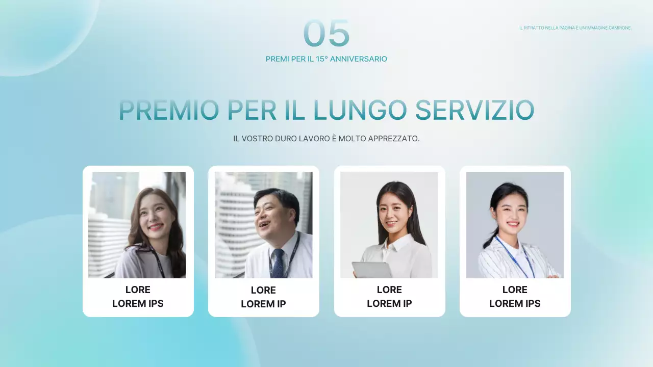 Una lussuosa presentazione per eventi aziendali nei colori menta e blu chiaro