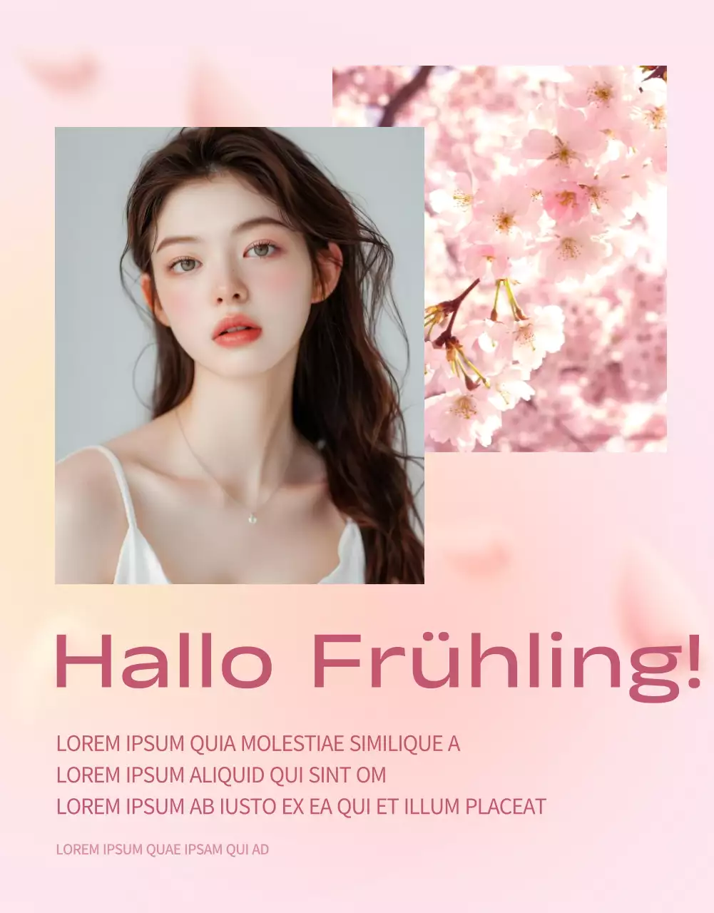 Trendige Frühlingswerbung in Rosa und Gelb