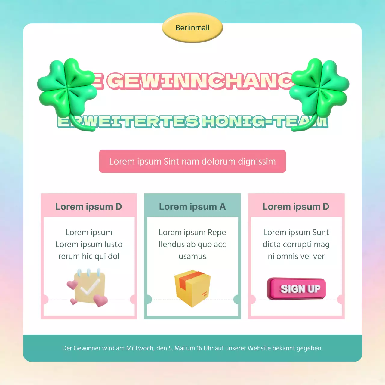 Über die trendige Lucky Draw-Veranstaltung in Mint und Pink