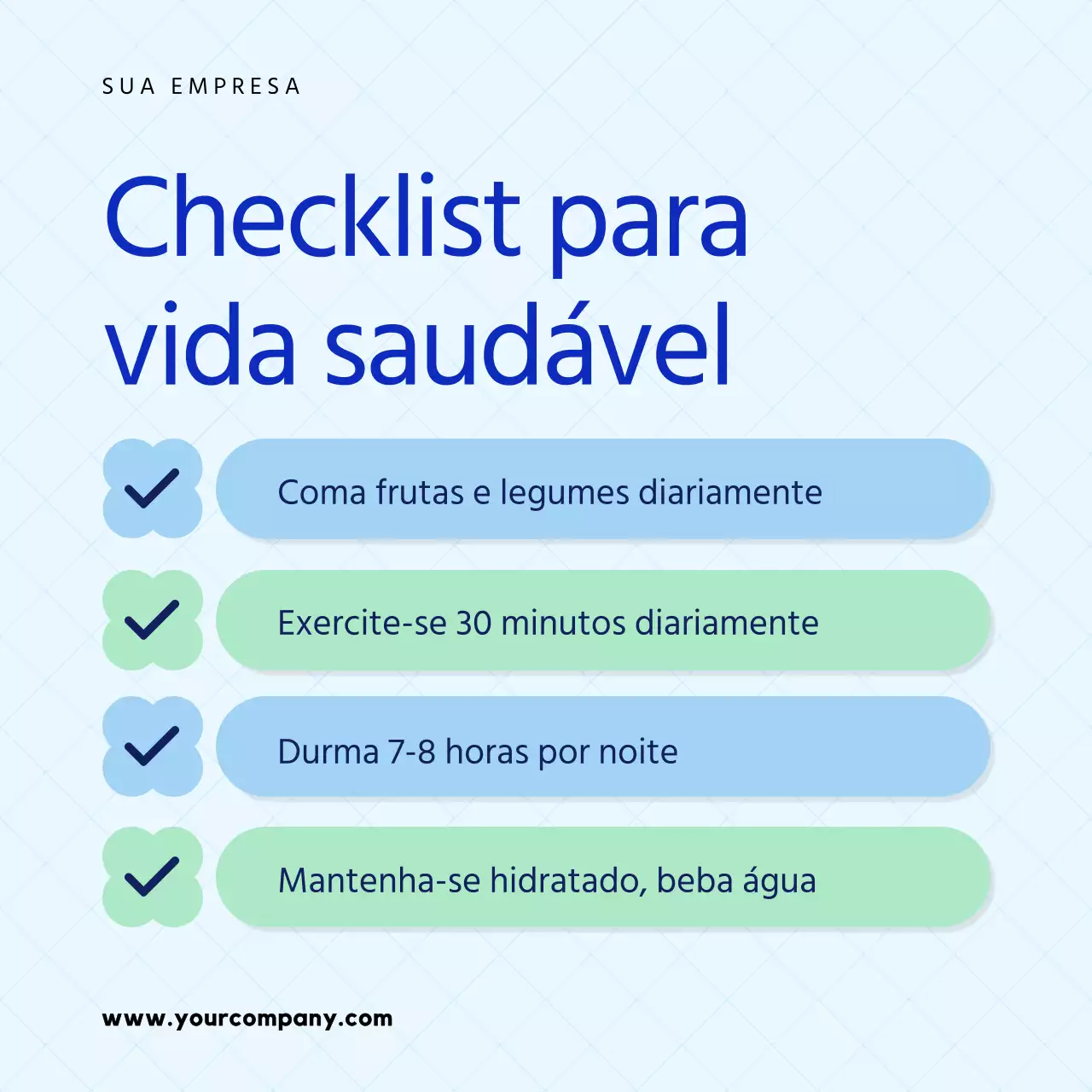 Azul Moderno Lista de controlo do Dia Mundial da Saúde Publicidade