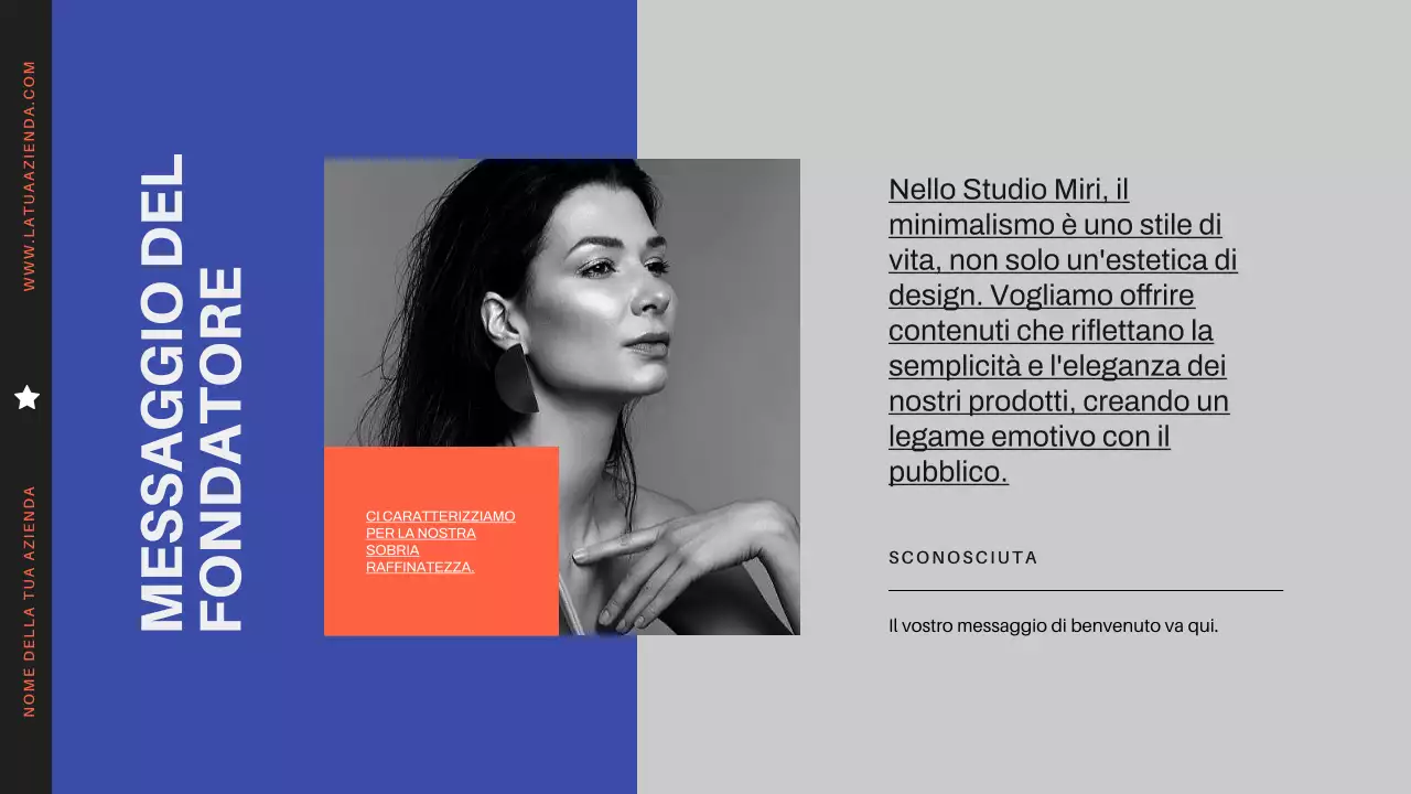 Profilo aziendale moderno minimale arancione e nero