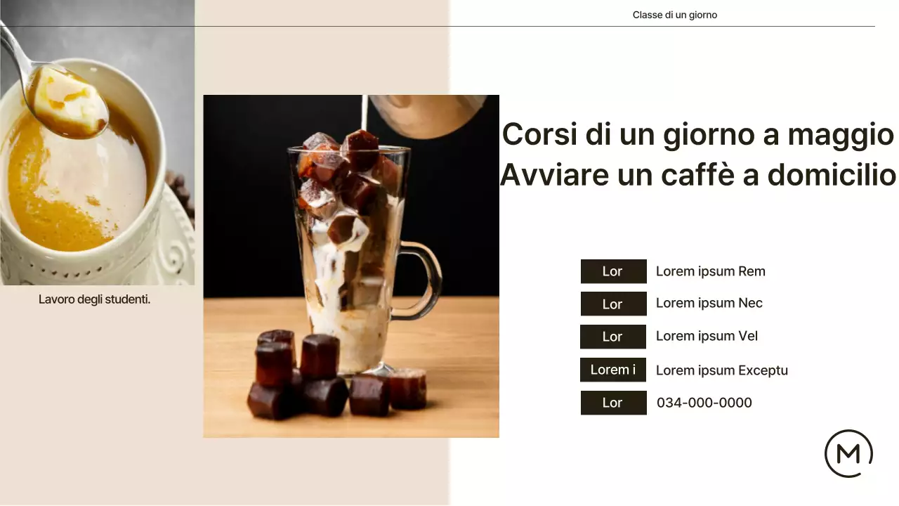 Una semplice caffetteria in beige e bianco Spiegato