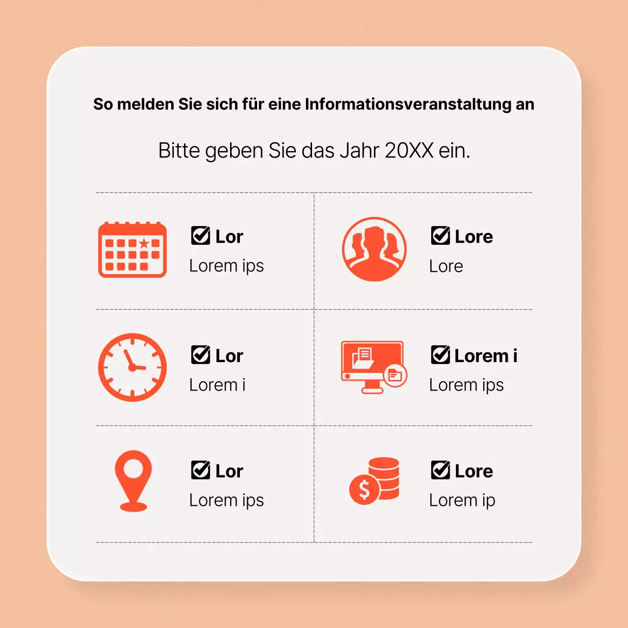 Einfache Werbung für ein Auslandsstudium mit orangefarbenem Hintergrund
