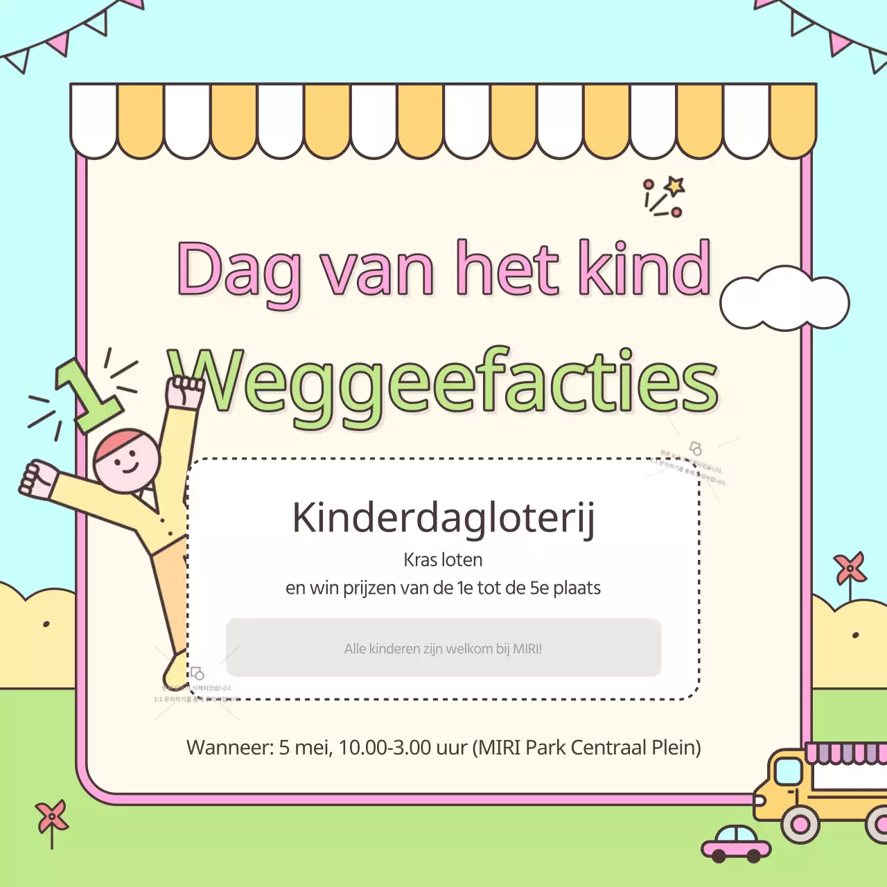 Promoot een kitscherig evenement op kinderdag in roze en chartreuse kleuren