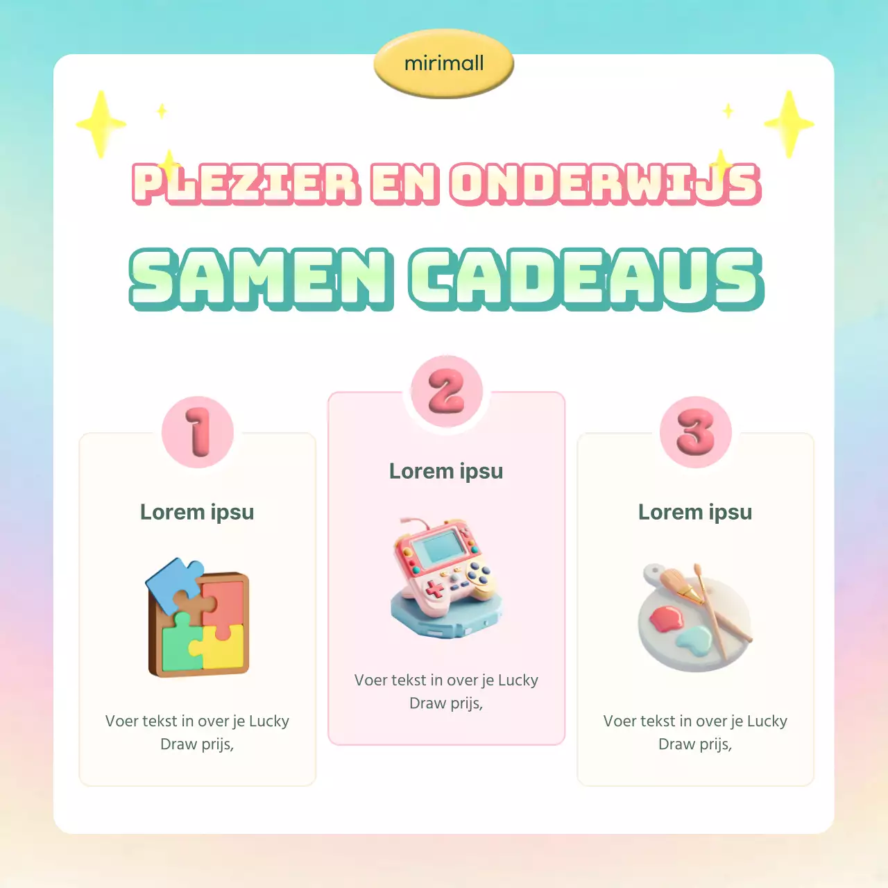 Over de mint en roze trendy Lucky Draw