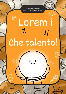 Simpatico poster giallo e nero per il reclutamento dei volontari