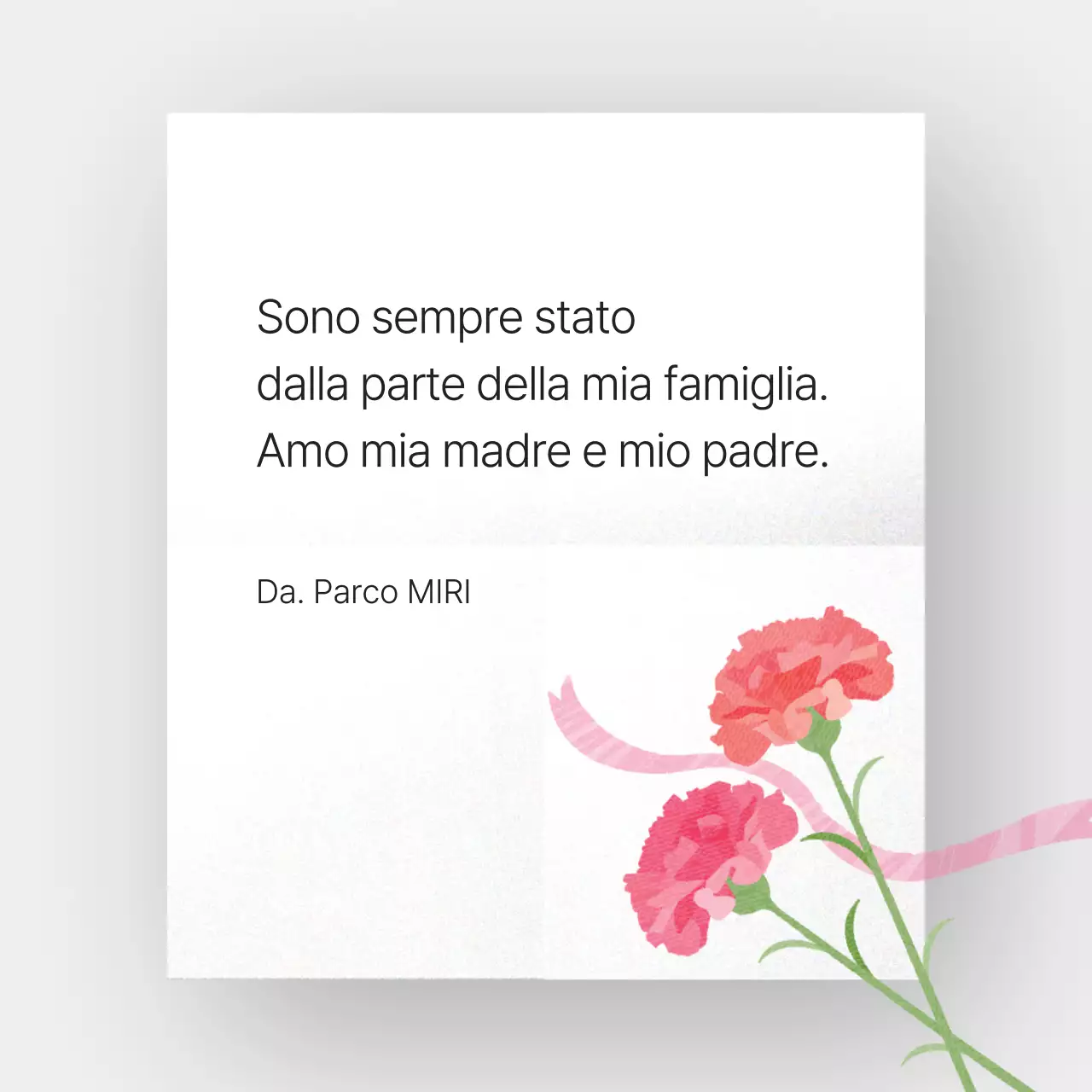 Semplice carta da lettere con garofani per la festa della mamma in grigio
