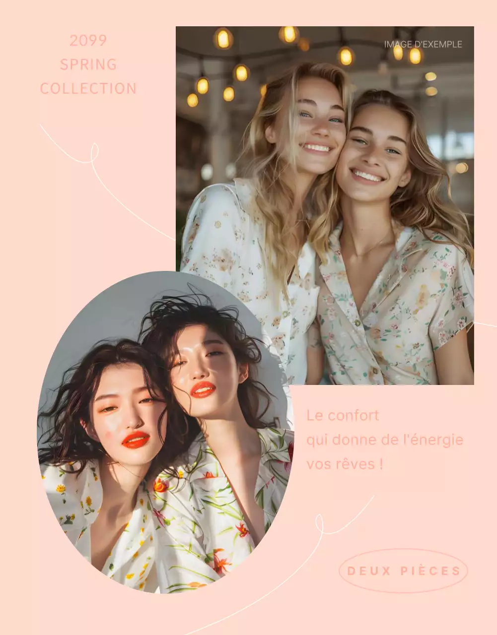 Introduction d'un nouveau pyjama minimaliste rose et blanc